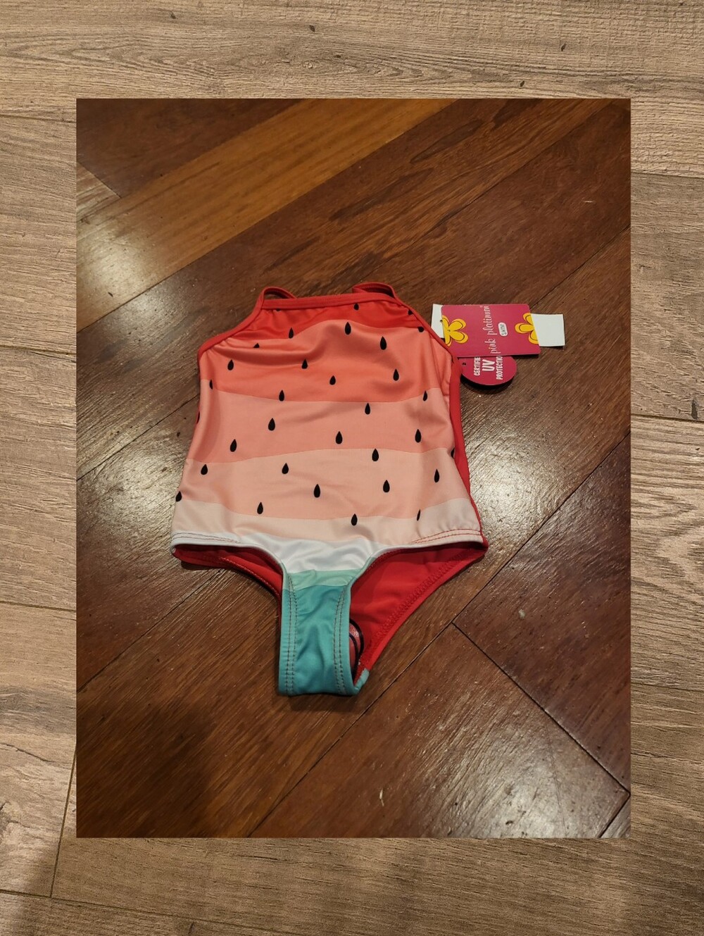 🌻 NWT Pink Platinum Baby Girl Watermelon One-Piece Swimsuit Size 24M